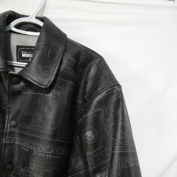 MORISSEY | xl - extra large | Faux Leather Printed Jacket | Striped Cuffs - Picture 5 of 16